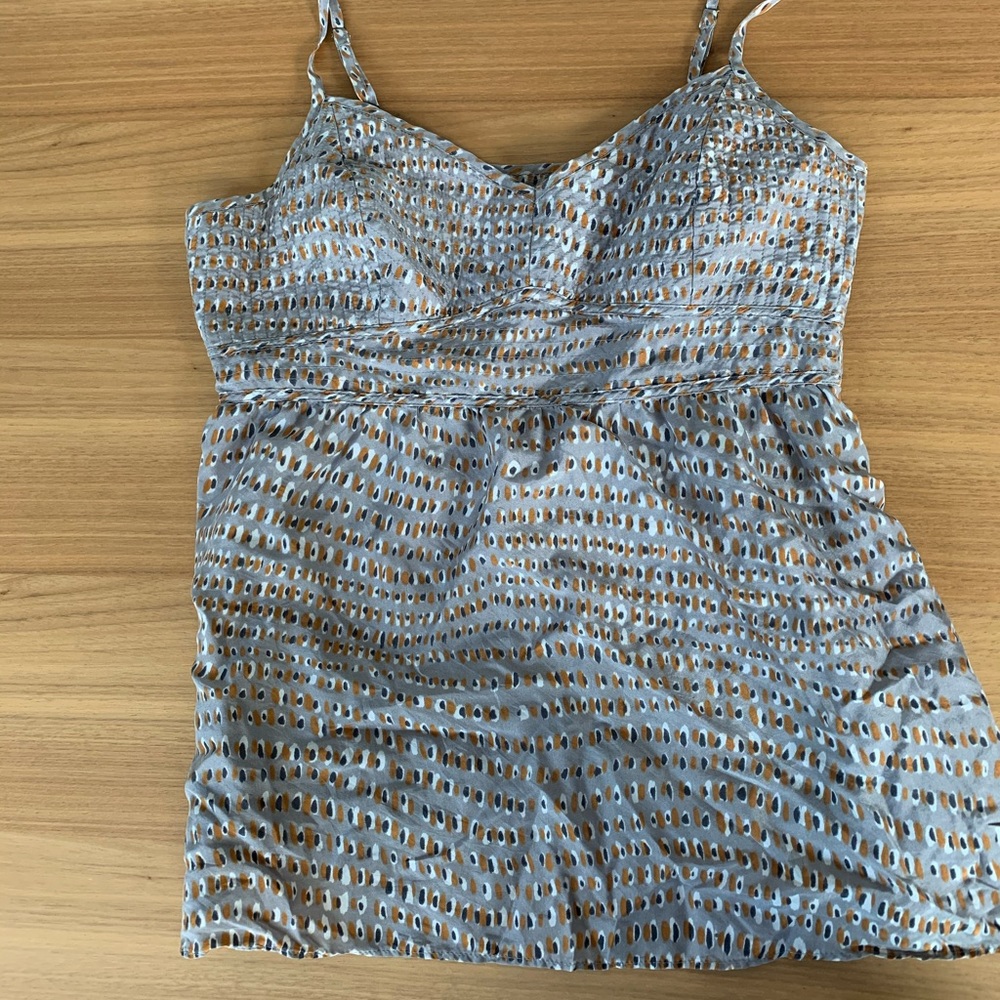 Patterned silky camisole, adjustable straps, sz 2